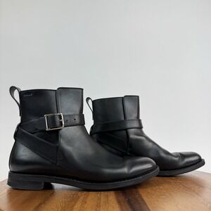 Womens‎ Bally Filly Black Leather Harness Buckle Pull On Ankle Boots Size US 7.5